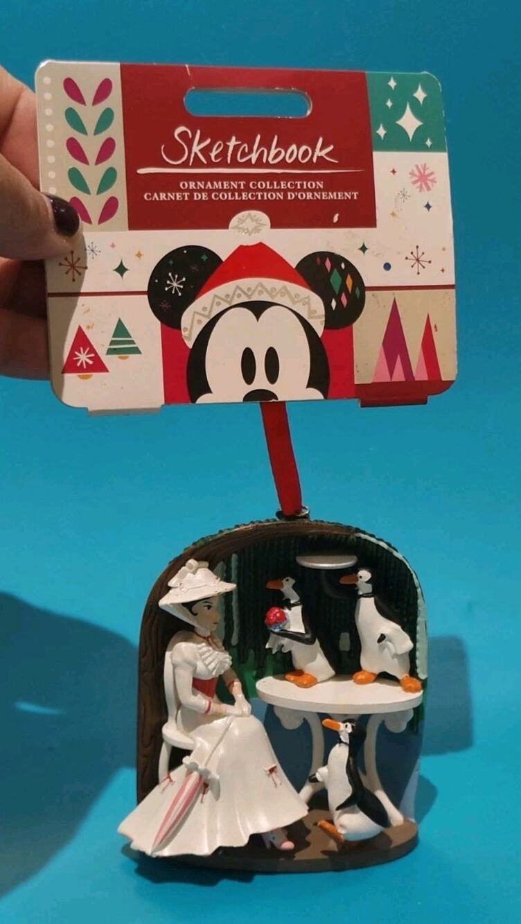 New MARY POPPINS & PENGUIN WAITERS Disney SKETCHBOOK ORNAMENT 2018 Jolly Holiday